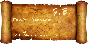 Fakó Barbara névjegykártya
